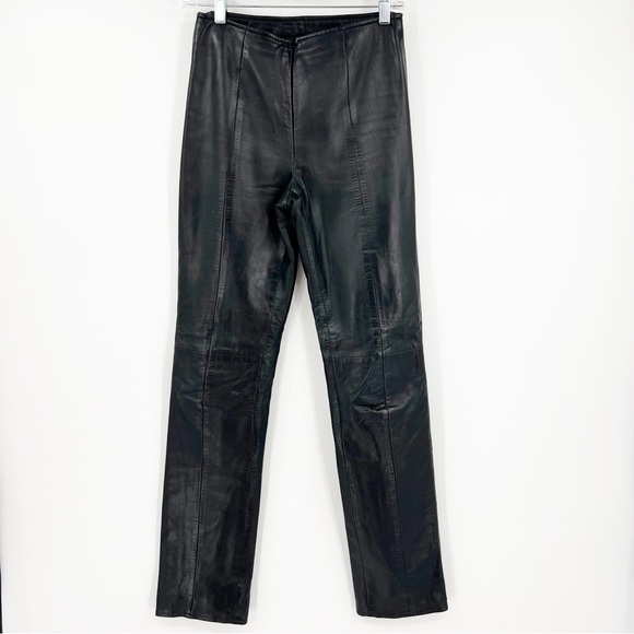 VTG Cache 100% Leather Black Pants *Altered* To Fit 0/2 - Picture 1 of 6